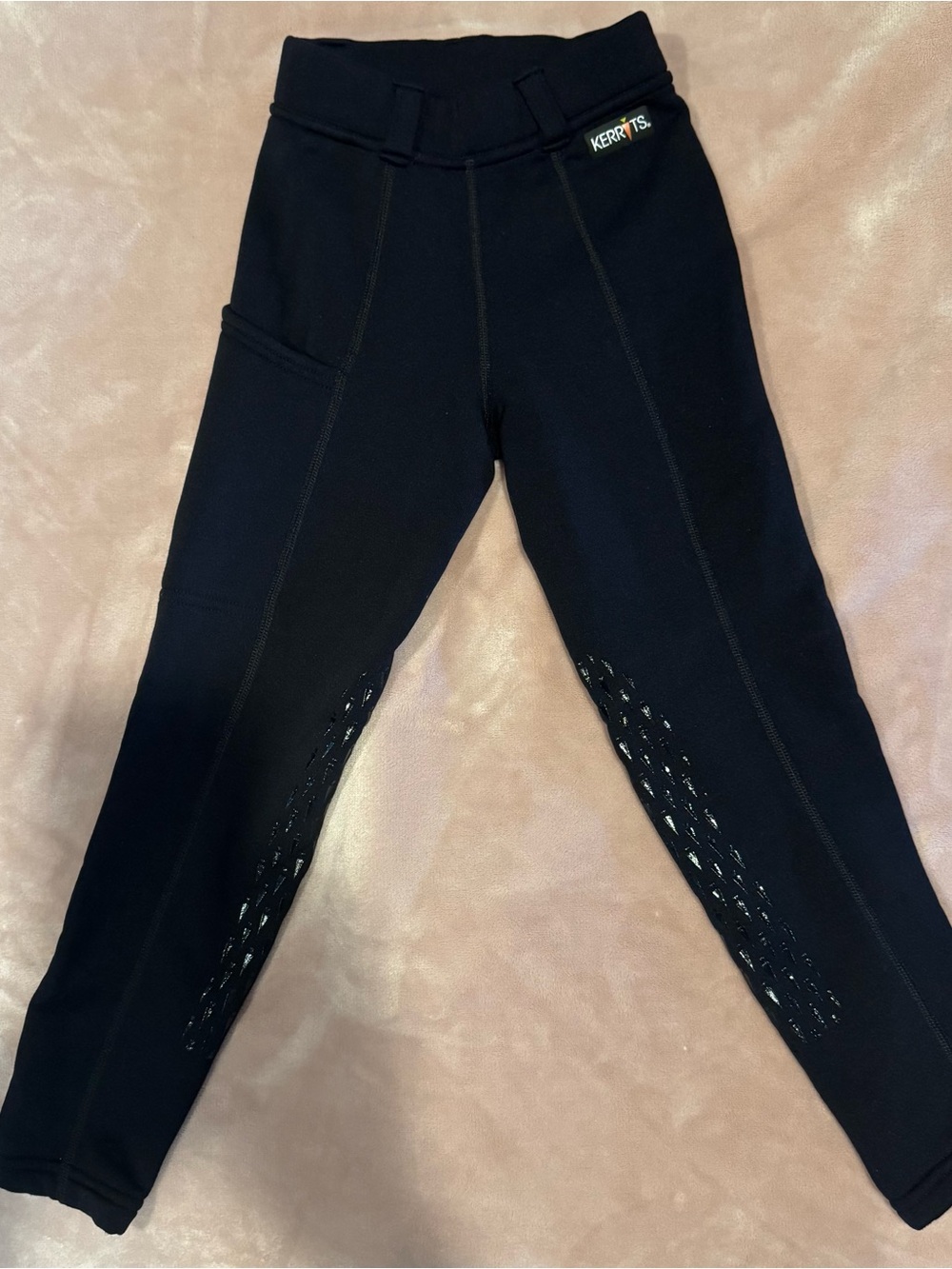 Kerrits Black Fleece Lined Riding Tights with Silicone Knee Patch